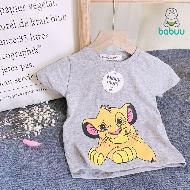 Áo Thun Minky Mom Bé Trai Bé Gái Vải Cotton 1,2,3,4,5,6 Tuổi-Áo Phông Đô Rê Mon,Vua Sư Tử,Chuột Mickey,Gấu Pooh,Sóc