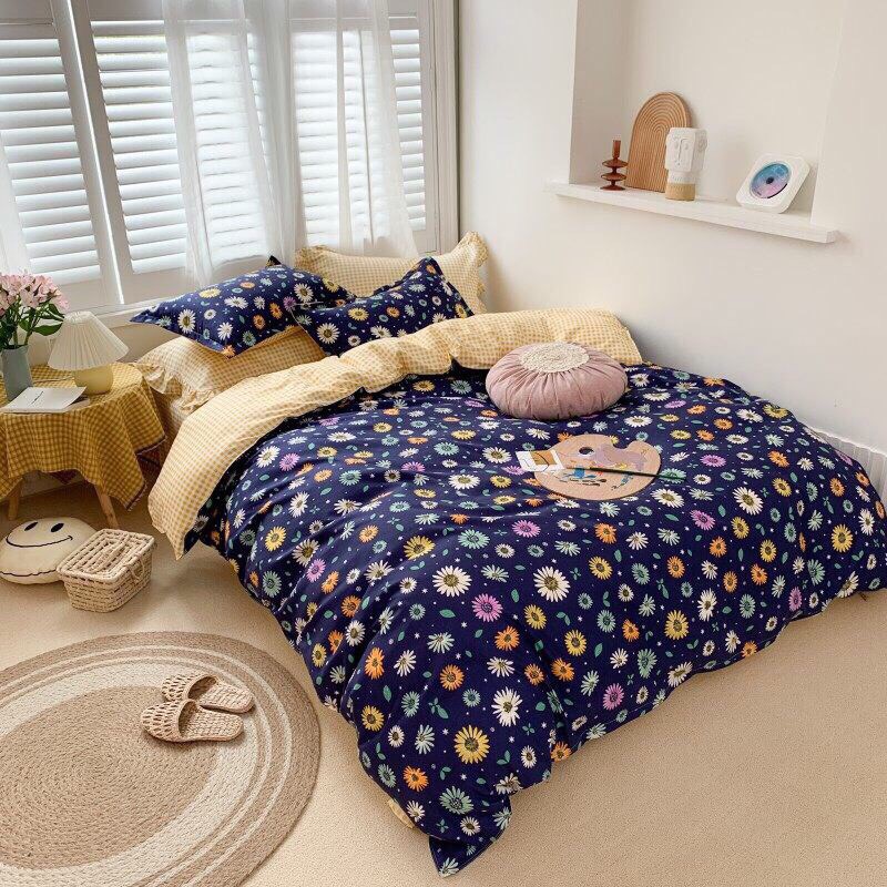 Bộ chăn ga gối sét hè Cotton Poly M2T bedding chăn ga Hàn Quốc miễn phí bo chun drap ga giường - xả kho