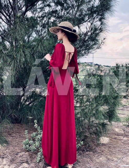 Đầm maxi voan dây thắt nơ lưng sexy sống ảo siêu đẹp | BigBuy360 - bigbuy360.vn