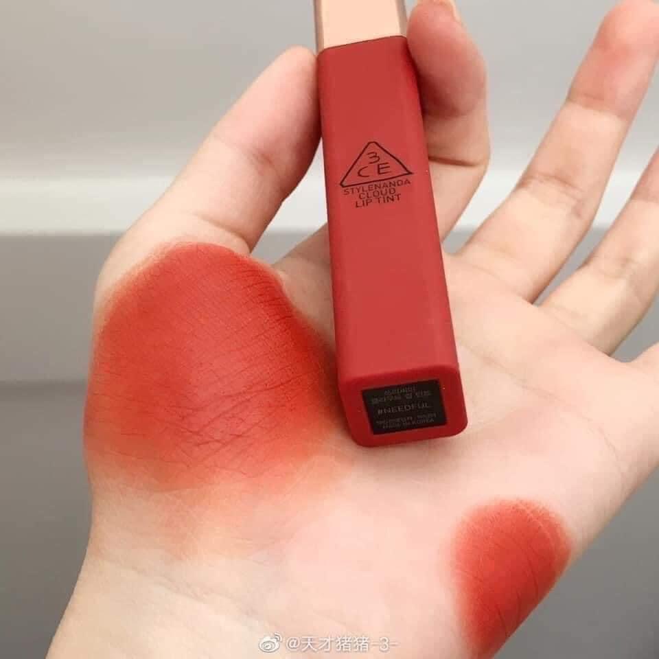Son 3CE Kem Cloud Lip Tint Màu #Needful Cam đỏ gạch