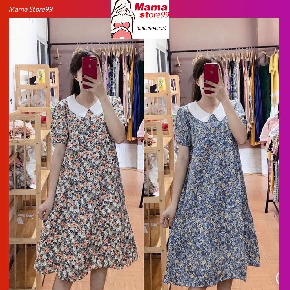 Đầm bầu hoa nhí dáng xòe mặc đi làm đi chơi
