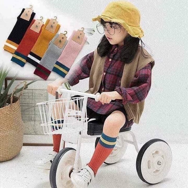 Tất đến đầu gối 𝑭𝒓𝒆𝒆𝒔𝒉𝒊𝒑Lố 4 tất Đến đùi gối phong cách Hàn Quốc cho bé gái