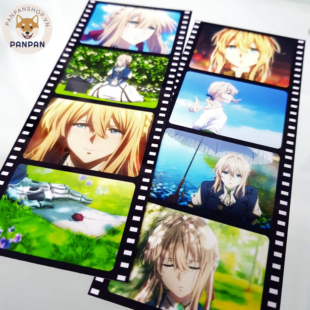 Bookmark Filmstrip ép nhựa lẻ - kẹp sách film strip card nhựa anime Học viện Siêu Anh hùng, Jujutsu, Genshin, Hololive