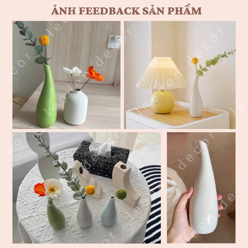 Bình hoa trang trí uốn cong bằng sứ trơn bóng đẹp, lọ hoa đẹp trang trí bằng gốm phong cách Hàn Quốc