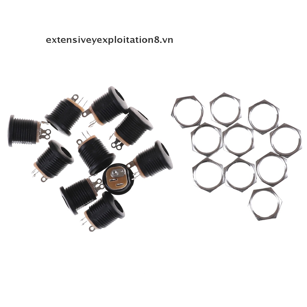 Bộ 10 Ổ Cắm Nguồn DC 022 2.1x5.5 mm PCB Màu Đen