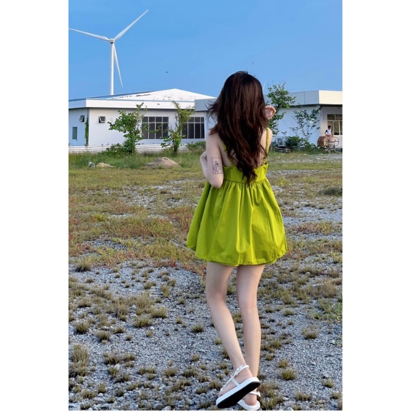 Sét babydoll hai dây kèm quần PLS29 - MÀU XANH