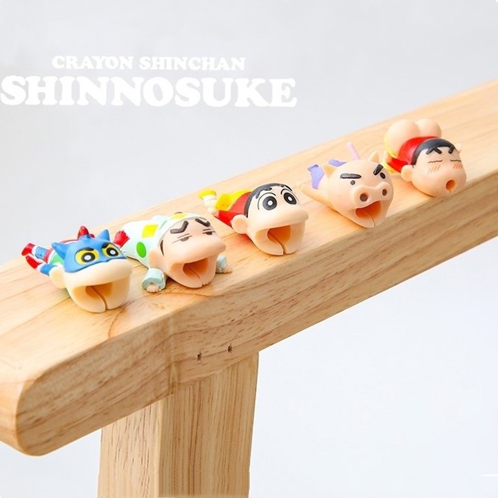 Phụ kiện bảo vệ dây cáp sạc hình cậu bé bút chì Shin-chan thích hợp cho iPhone