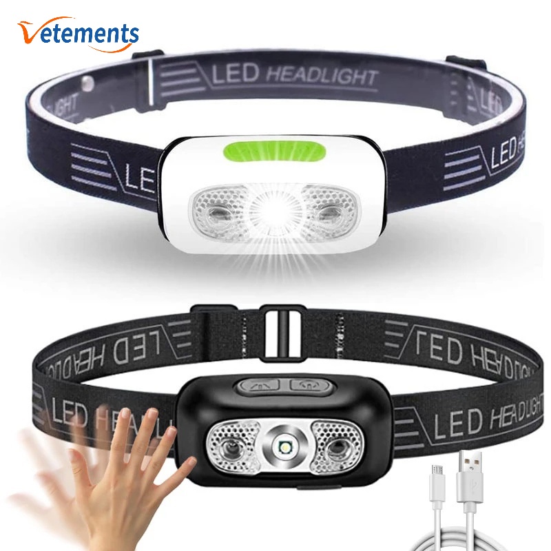 Đèn LED Đeo Đầu Chống Thấm Nước Có Cảm Biến Sạc USB Tiện Dụng