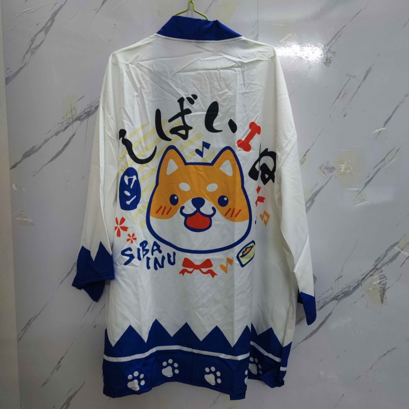 Áo khoác yukata haori kimono tay ngắn in hình Shiba Inu 3D dễ thương thời trang mùa hè giản dị cho nam và nữ