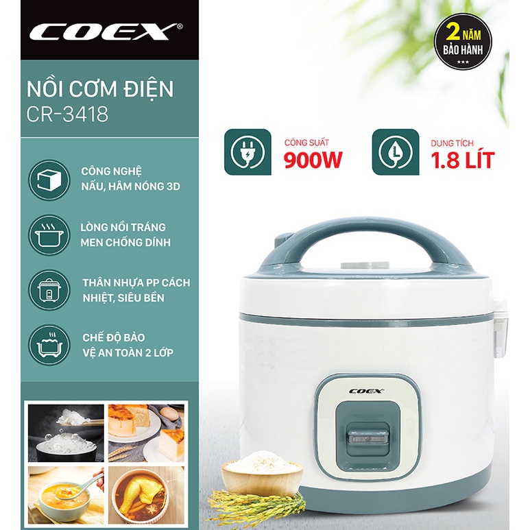 Nồi cơm điện cơ 1.8 Lít COEX CR-3418