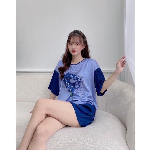 Bộ pizama lụa LATIN quần đùi hình đủ size | BigBuy360 - bigbuy360.vn