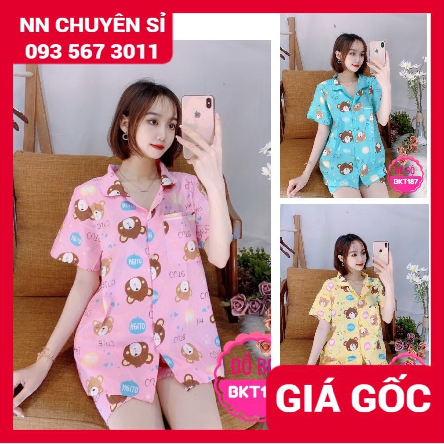 ĐỒ BỘ PIJAMA ĐÙI IN HÌNH HOẠT HÌNH ⚡ẢNH THẬT CHỤP TẠI SHOP⚡ ĐỒ BỘ ĐÙI IN HÌNH BKT187 ⚡ ĐỒ BỘ MẶC NHÀ ⚡ ĐỒ BỘ HÌNH GẤU
