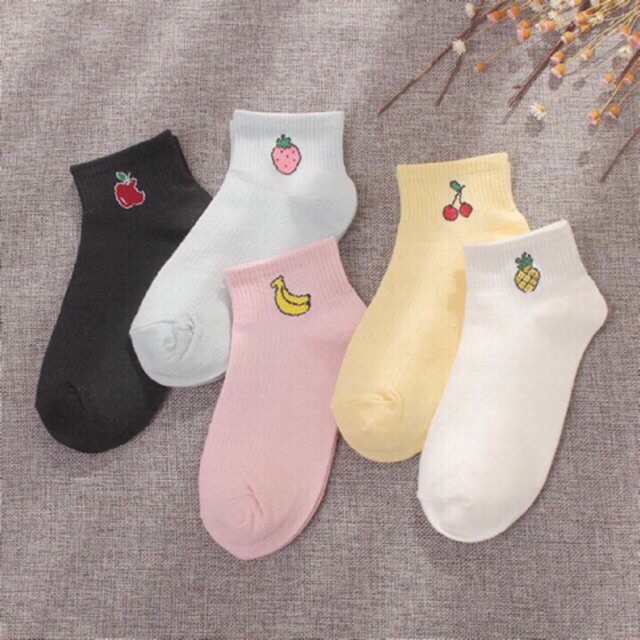Tất cổ ngắn hình hoa quả & gấu bé
