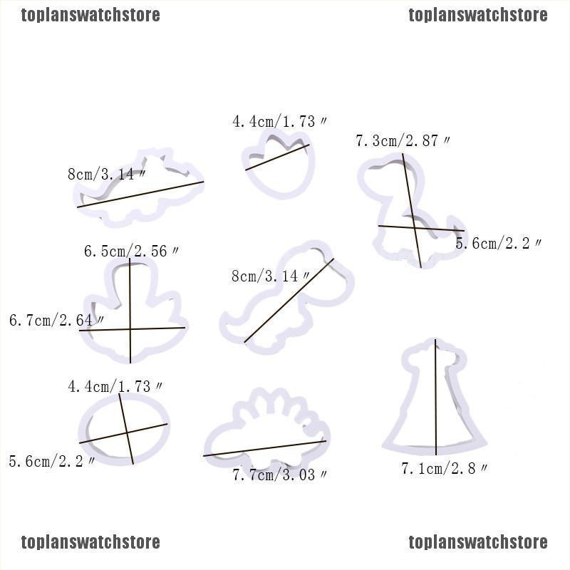 Set 8 Khuôn Nhựa Tạo Hình Khủng Long Độc Đáo Chuyên Dụng Làm Bánh Trang Trí