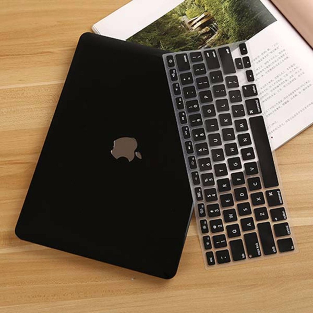 COMBO Case ,Ốp + Phủ Phím Macbook Đen (Tặng Kèm Nút Chống Bụi + Bộ kẹp chống gãy sạc) | BigBuy360 - bigbuy360.vn