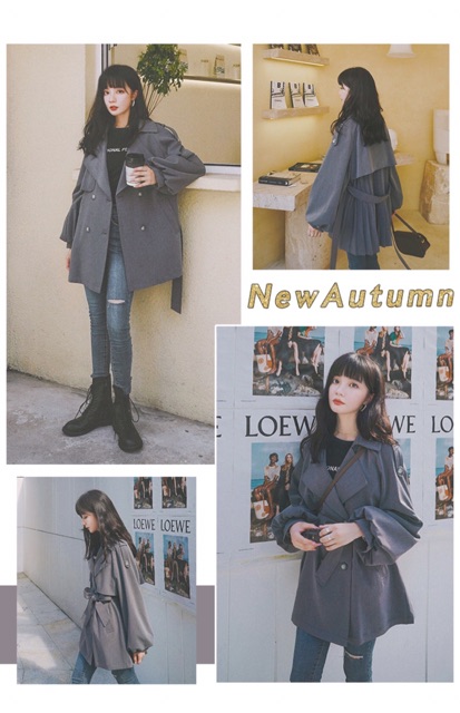 [có video/ảnh thật]Áo gió áo khoác thu đông dạng ngắn phong cách hàn quốc màu xám cao cấp [ORDER 10-19 NGÀY] | BigBuy360 - bigbuy360.vn