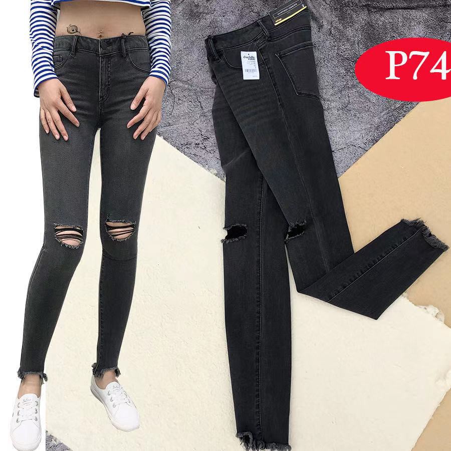 Quần jeans rách nữ, hàng thương hiệu mỹ, chất co giãn, rách gối