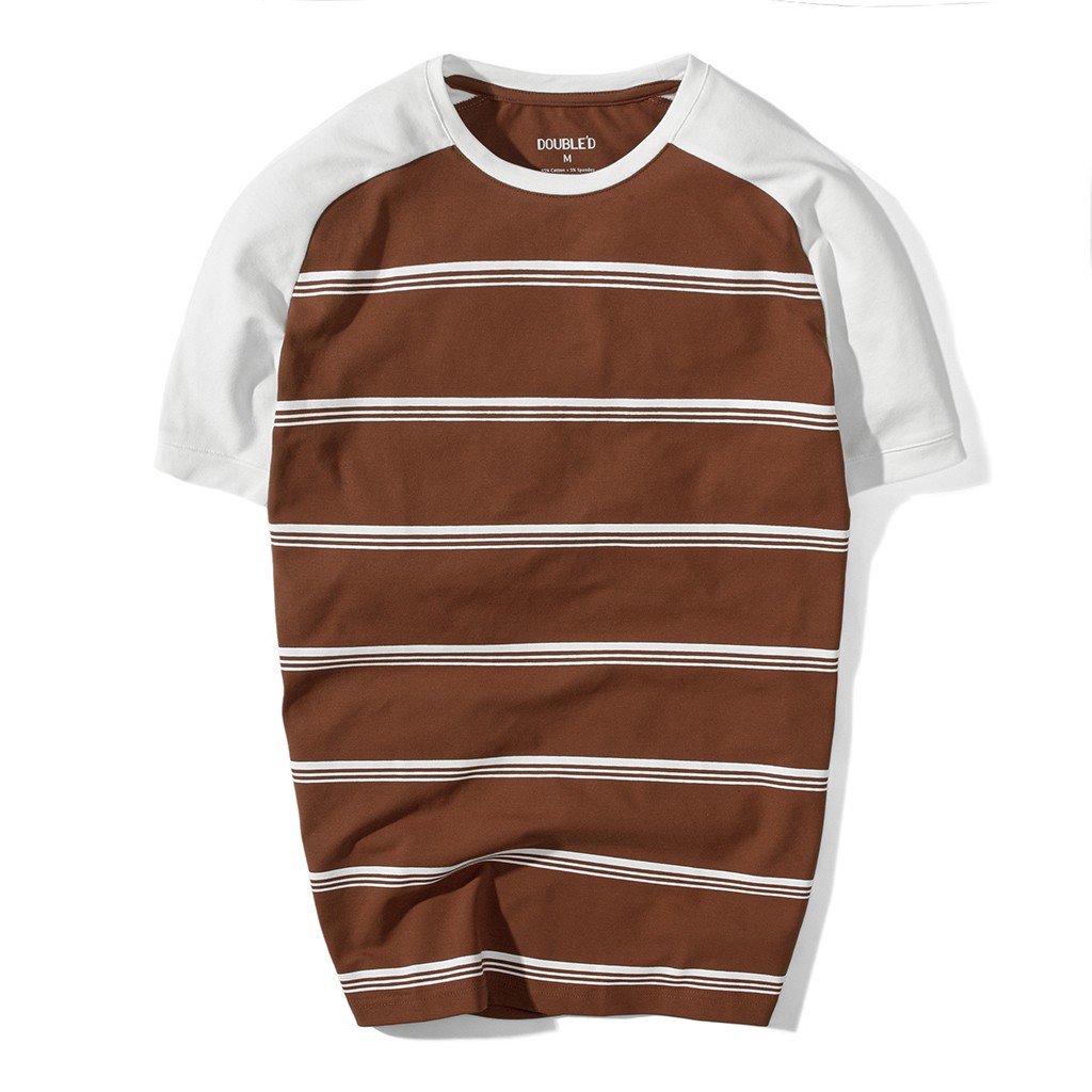 Áo thun nam Double'D họa tiết sọc ngang Double'D form slim fit tay ngắn TSN