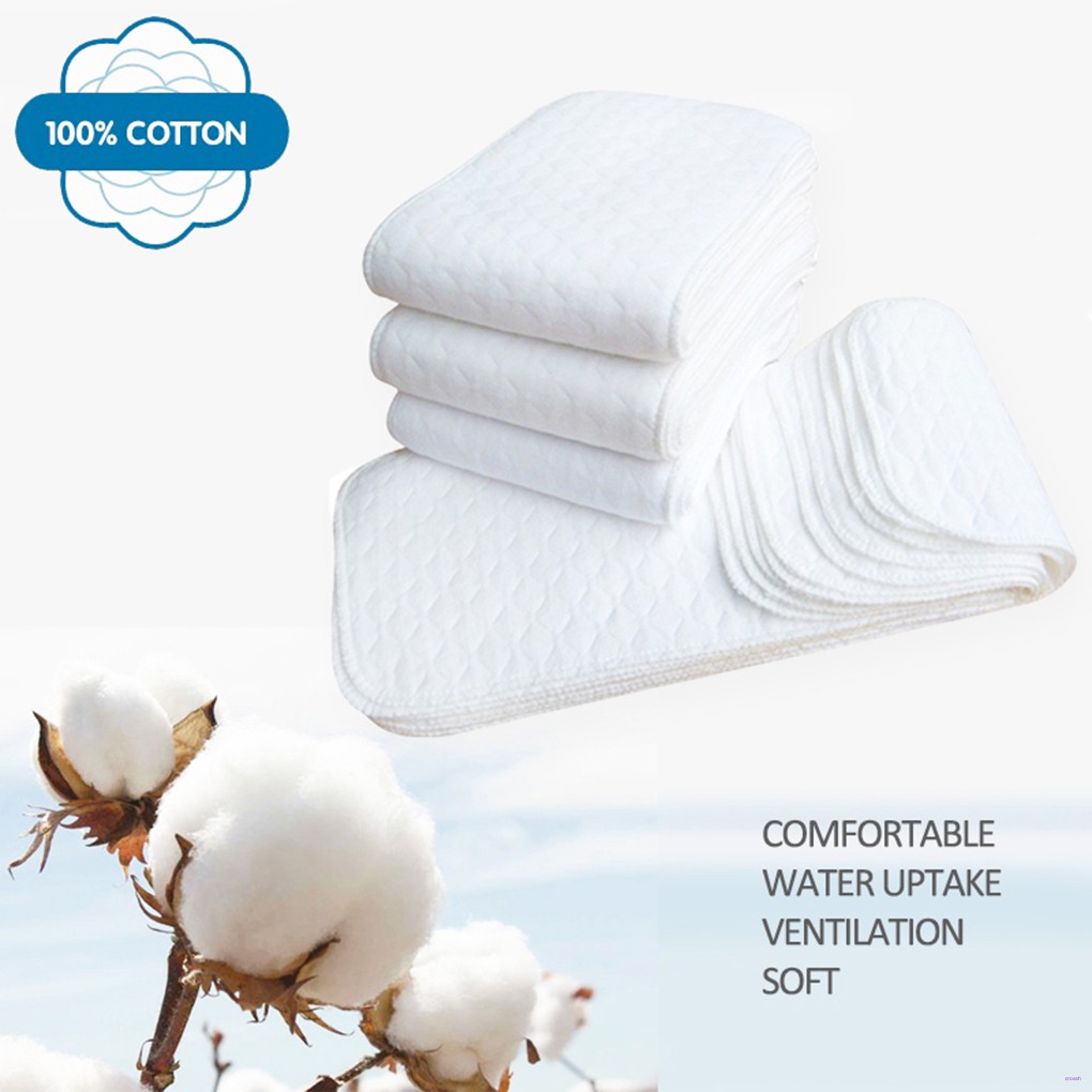 Bộ 10 Tã Cotton 3 Lớp Có Thể Tái Sử Dụng Tiện Dụng Cho Bé