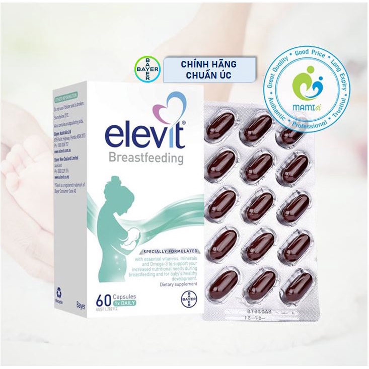 Vitamin tổng hợp (60v) cho phụ nữ sau sinh Elevit Breastfeeding/DHA, Úc