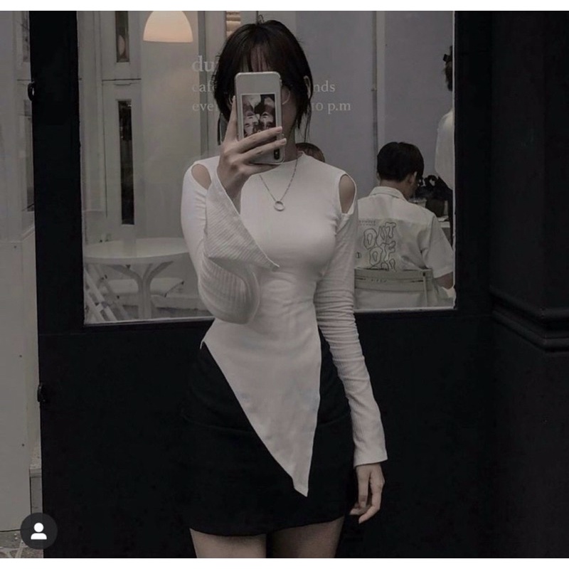 Áo Tay Dài Vạt Chéo , Chất Thun( Kèm hình thật )