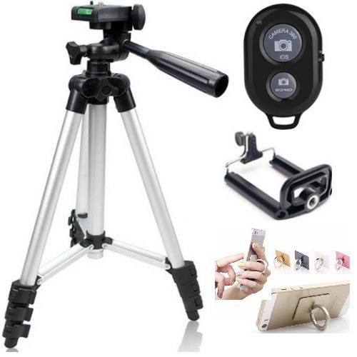 COMBO 3 MÓN GẬY CHỤP HÌNH TRIPOD TF-3110 +KẸP ĐIỆN THOẠI + REMOTE BLUETOOTH TẶNG KÈM 1 GIÁ ĐỠ CHẾC NHẪN