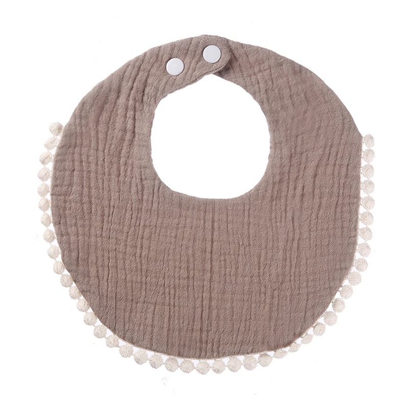 Yếm Ăn Cotton Nhăn In Họa Tiết Xinh Xắn Có Khóa Bấm Dành Cho Bé Gái