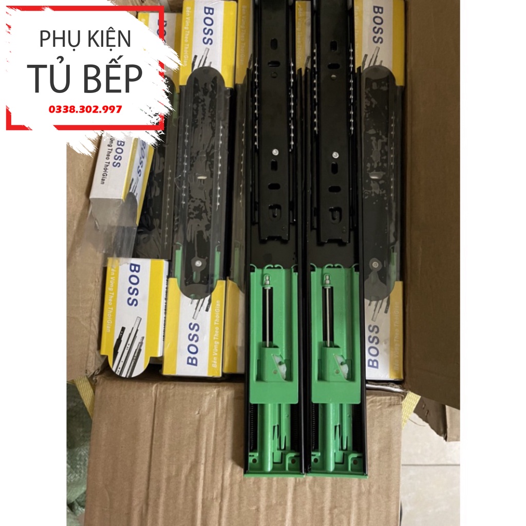Ray trượt giảm chấn, ray bi giảm chấn lắp ngăn kéo tủ bếp, tủ áo, tủ tivi cực êm ái và bền bỉ hàng nhập khẩu BOSS