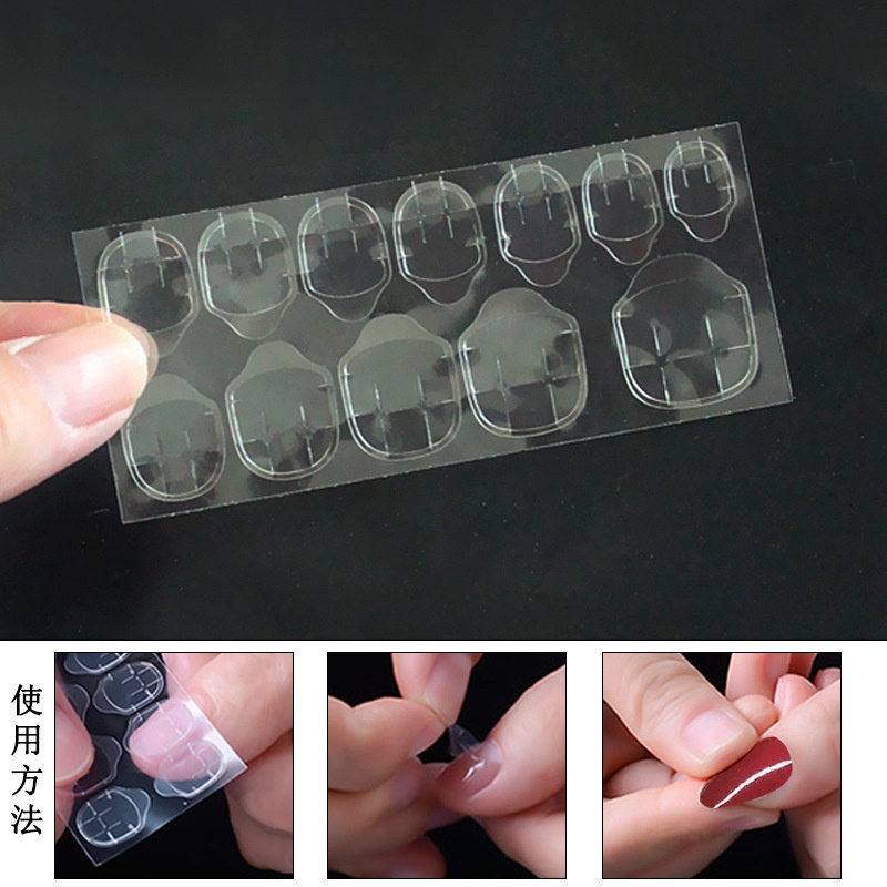 Keo dán móng giả bằng silicon trong suốt, loại 12 miếng dán MINIGIRL KE2