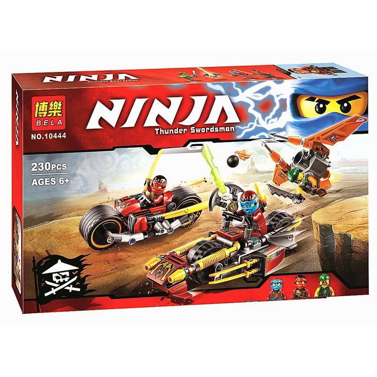 Đồ chơi lắp ráp xếp hình Non lego ninjago season phần 6 xe của ninja đỏ kai, nya sấm sét Bela 10444.