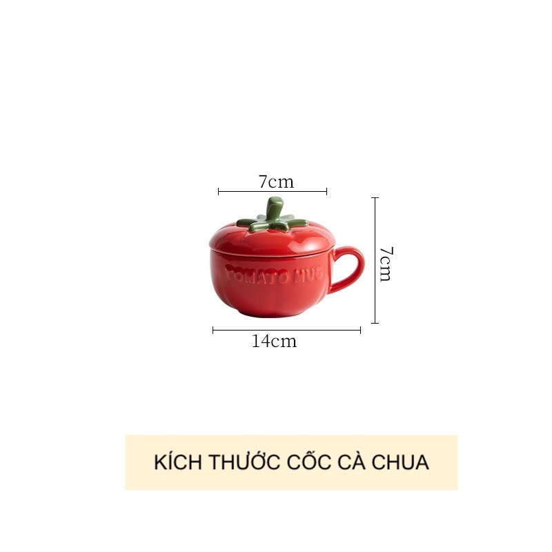Bát cà chua sứ kèm thìa decor