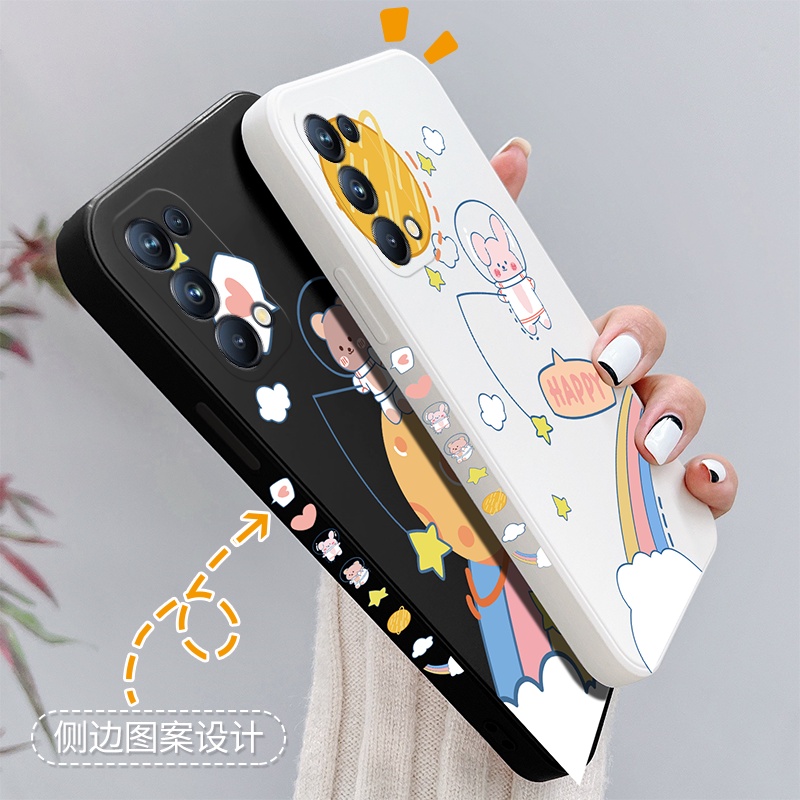 Ốp Điện Thoại TPU Dẻo Viền Thẳng Họa Tiết Hoạt Hình Dễ Thương Cho oppo reno 4 reno 5 reno 3 reno2 f reno 6