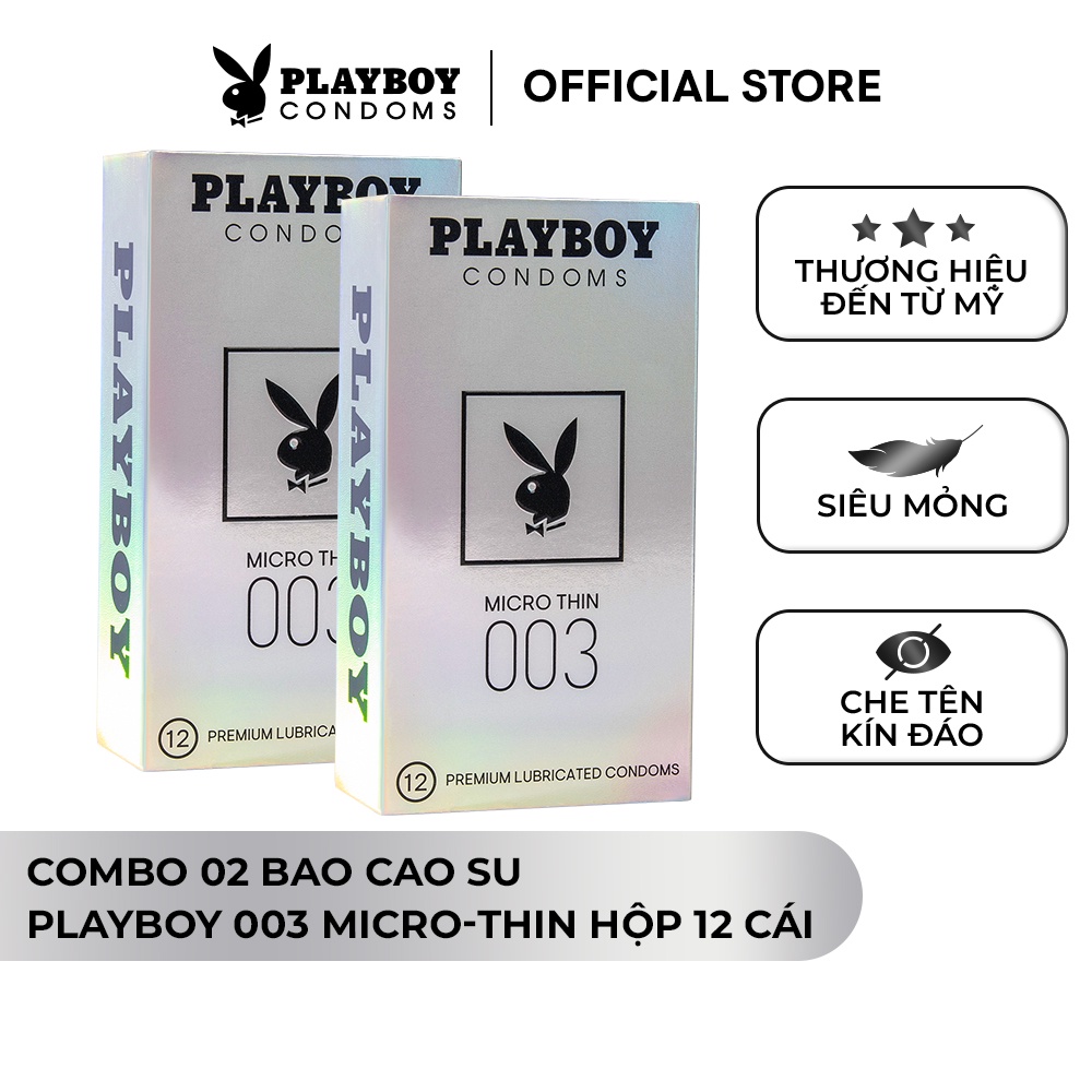 [Mã BMBAU50 giảm 7% đơn 99K] Bộ 2 Bao Cao Su PLAYBOY 003 Micro-Thin hộp 12 cái