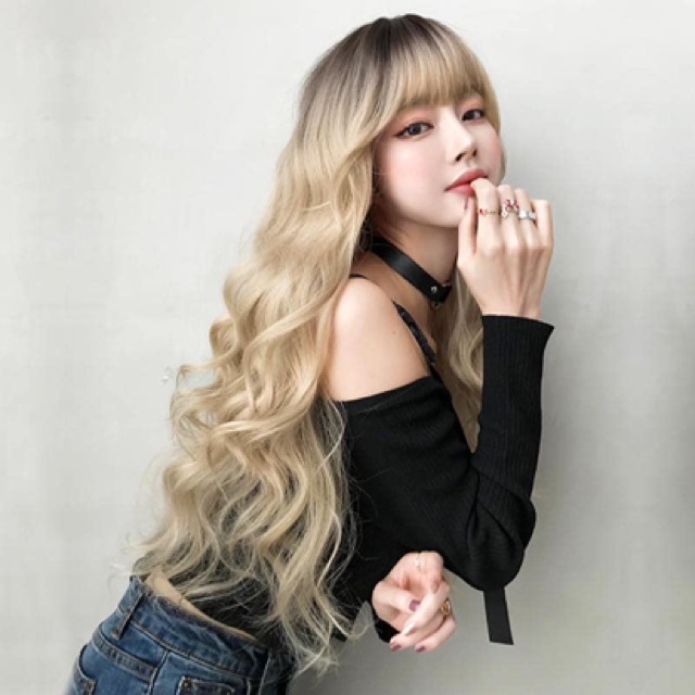Tóc giả xoăn bồng bềnh ❤️FREESHIP❤️ tóc giả mái thưa xoăn bồng bềnh