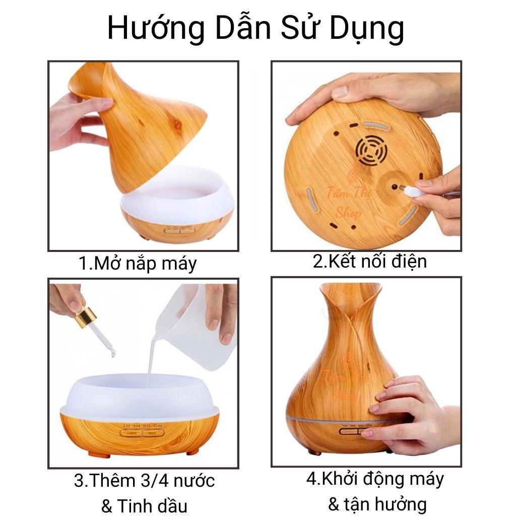 Máy Khuếch Tán Tinh Dầu TẤM THỊ Aroma Tulip 550Ml Phun Sương Tạo Ẩm Tỏa Hương Thơm Phòng Giúp Đuổi Muỗi & Côn Trùng