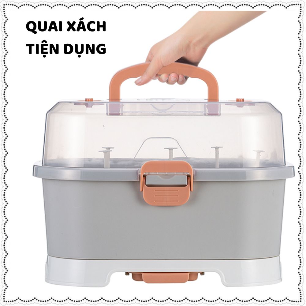 Khay úp bình sữa Jupin mẫu mới có 2 van thoát hơi ẩm - Giá đựng bình có nắp đậy