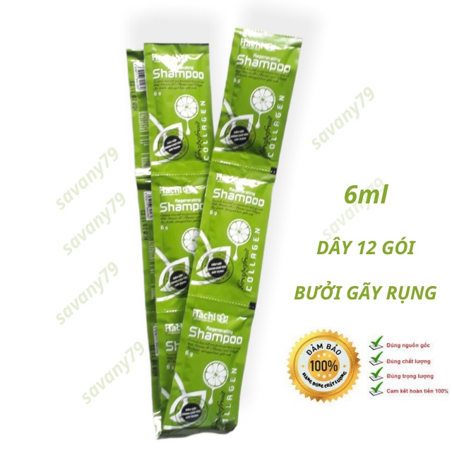 Dầu Gội  HACHI 6ml Bưởi Dành Cho Tóc Gãy Rụng [ 1 Dây 12 Gói]