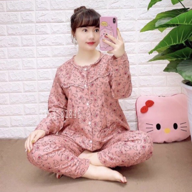 Bộ Sau Sinh có khoá kéo ti chất kate thái 50-68kg - Mẹ bầu thêm xinh