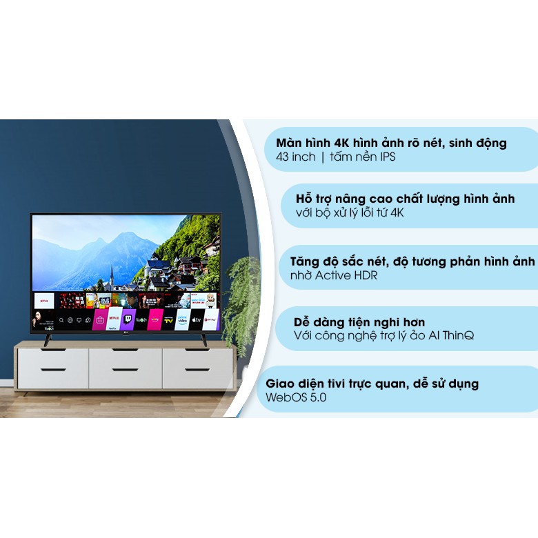 Smart Tivi LG 4K 43 inch 43UN7290PTF moi 99.99% likenew bao hanh 2 nam