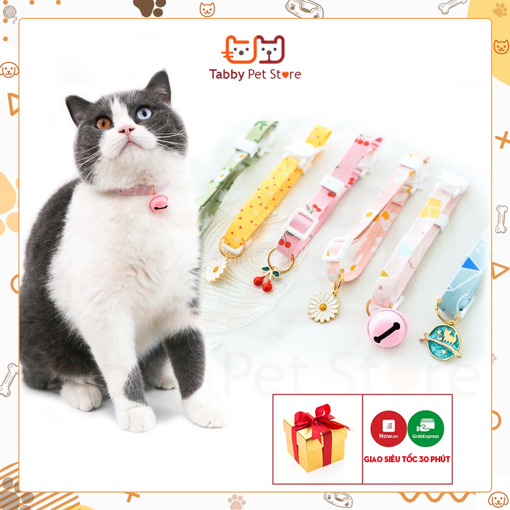 Vòng cổ cho mèo chó thú cưng có chuông lục lạc hình cute cao cấp giá rẻ - Tabby Pet Store