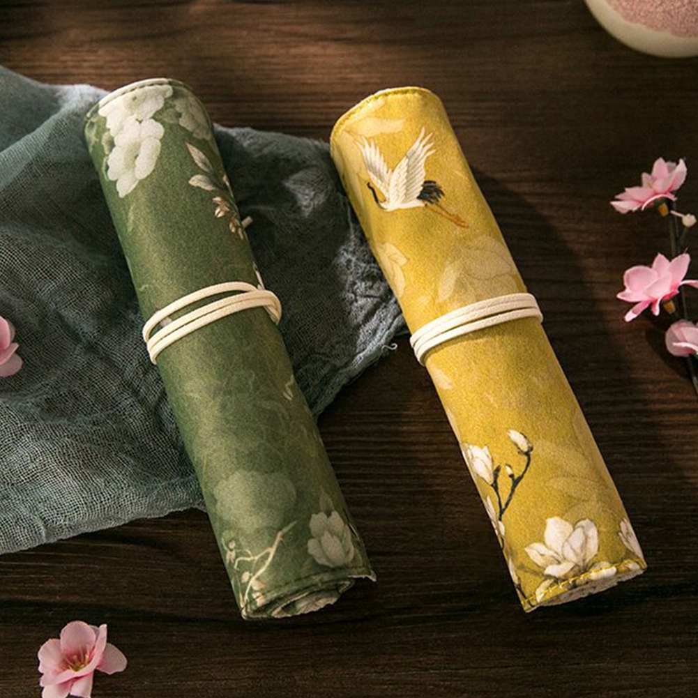 Túi Đựng Bút Dạng Cuộn In Họa Tiết Hoa Phong Cách Vintage