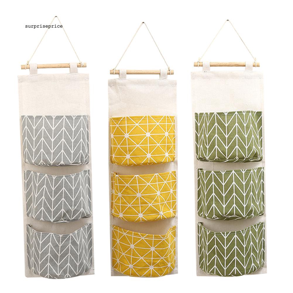 Túi vải treo tường 3 ngăn đựng vật dụng tiện lợi