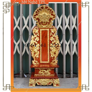 Bài vị thờ rồng song long gia tiên gỗ gõ cao cấp sang trọng cao 51,61cm