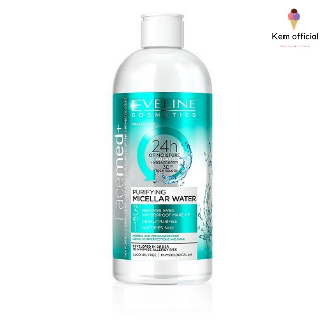 Nước Tẩy Trang Mềm Mịn Da Không Cồn Dành Cho Da Thường, Da Dầu Và Da Hỗn Hợp Facemed + Eveline 400ml