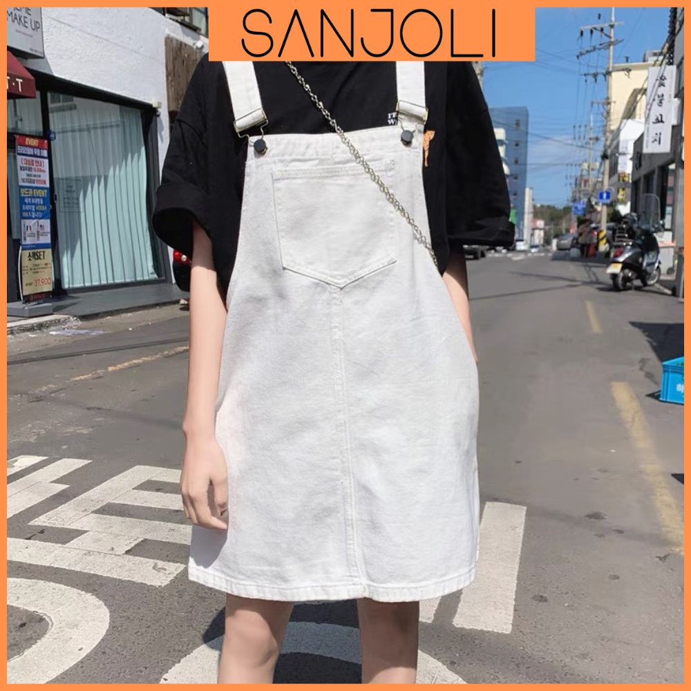 Yếm Váy Nữ Babydoll SANJOLI Váy Jean Chữ A Suông Kiểu Vintage Hàn Quốc Mặc Đi Chơi Đi Học QDE1
