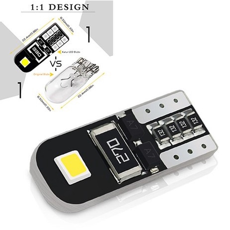 Chip Đèn Led T10 W5w 2 Mặt Siêu Sáng Màu Đen