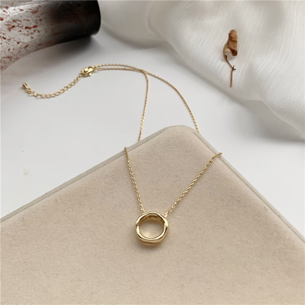 Dây chuyền mặt dây hình tròn màu vàng thời trang sành điệu cho nữ Yanqueens Trang sứ Quà tặng