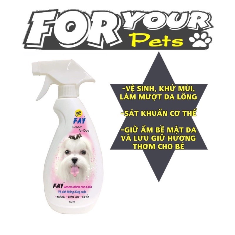 Sữa tắm khô cho chó mèo Fay Groom For Dog/ Borrammy (Dạng xịt cao cấp)