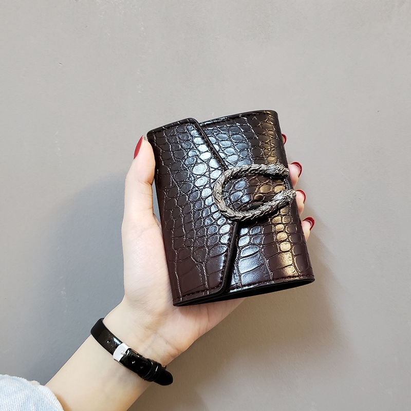 Printed new Korean women crocodile leather handbags short women's small wallet