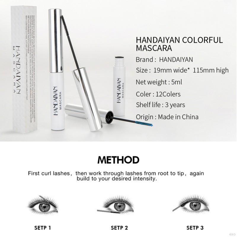 Mascara chải lông mi dạng lỏng 12 màu sắc tùy chọn lâu trôi chống thấm nước không bị nhòe